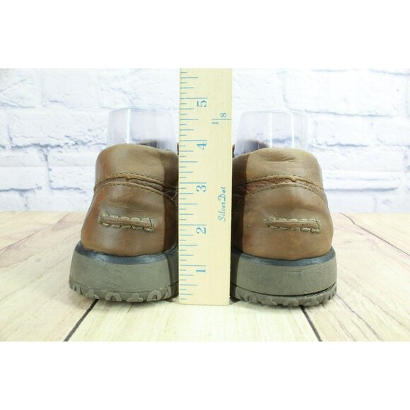 LL Bean All Week Brown Leather Shearling Lined Moccasin Slippers Size 10 M - Picture 6 of 10